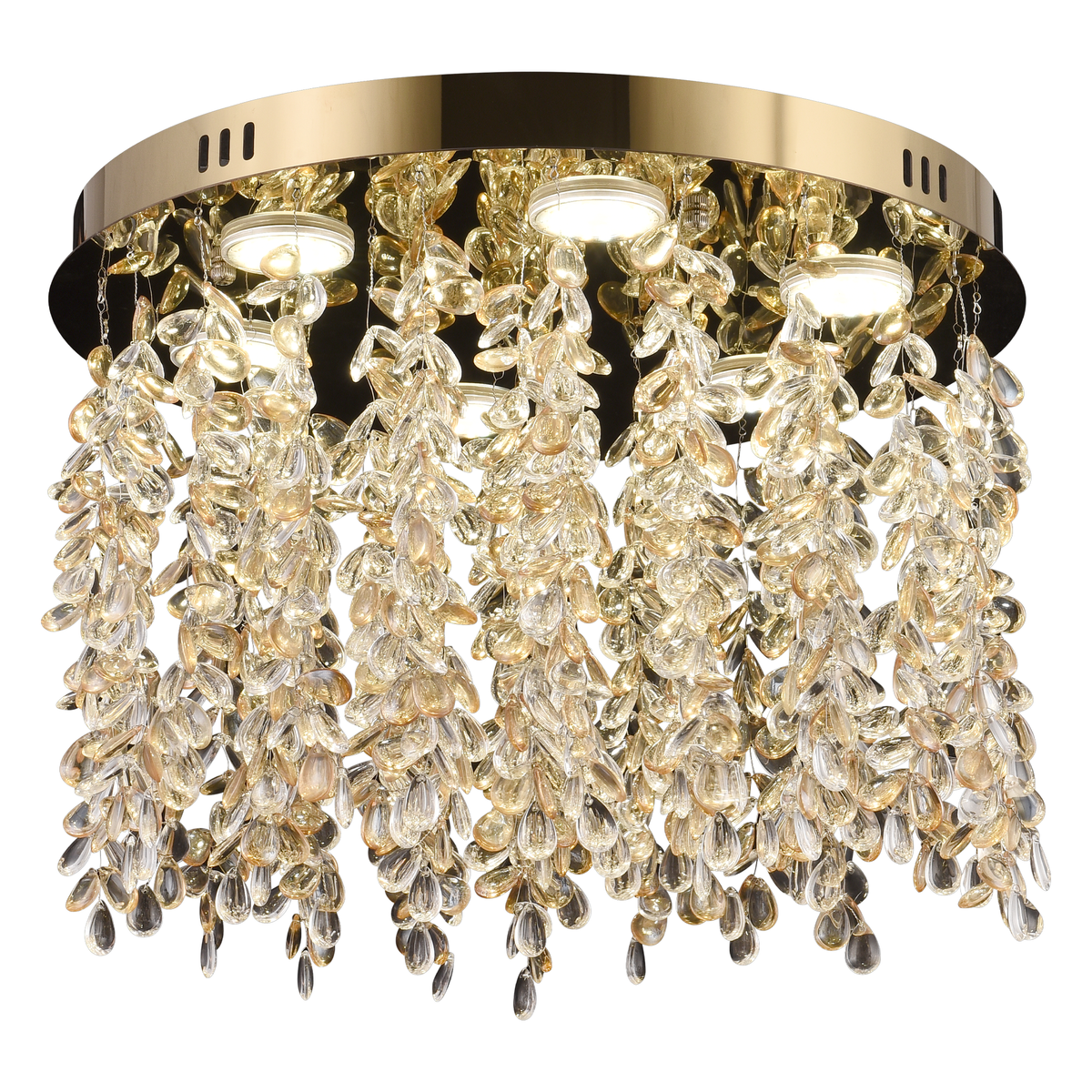 Candelabru LED Cristal LLC213/550GD Rotund, 29W, Lumina Rece/Calda/Neutra, Cristale, Auriu Lucios
