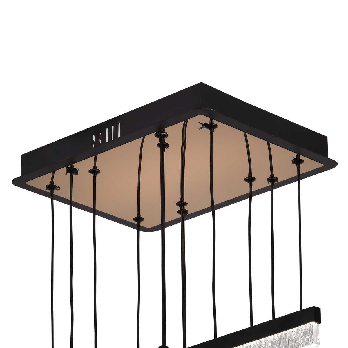 Lustra LED Suspendata cu Telecomanda, STRATA, 6 elemente, 82W, Lumina 3000/4000/6000K, Negru, Inaltime Reglabila