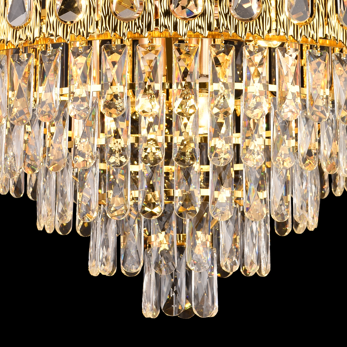 Candelabru Cristal BELVEDERE Magno 8xE14, Diametru 60cm, Auriu Lucios, Inaltime Reglabila