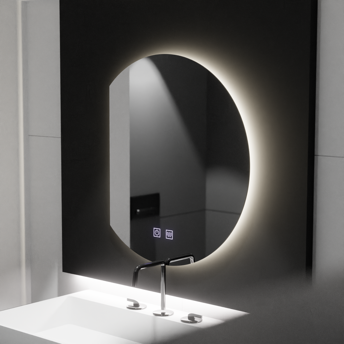 Oglinda LED Semiluna 54x60, Arcana Touch, Sistem Dezaburire, Dimabila