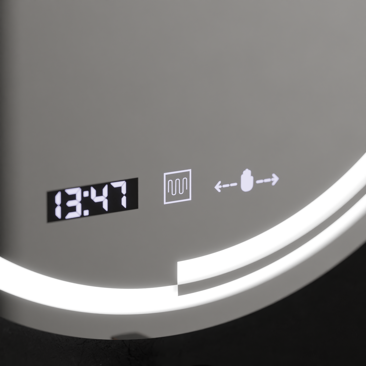 Kulaté LED zrkadlo, 60 cm, senzor pohybu MotionGlow Consuel Marcello, systém zmlazovania, hodiny a teplomer, dimovateľné, imaginea 2