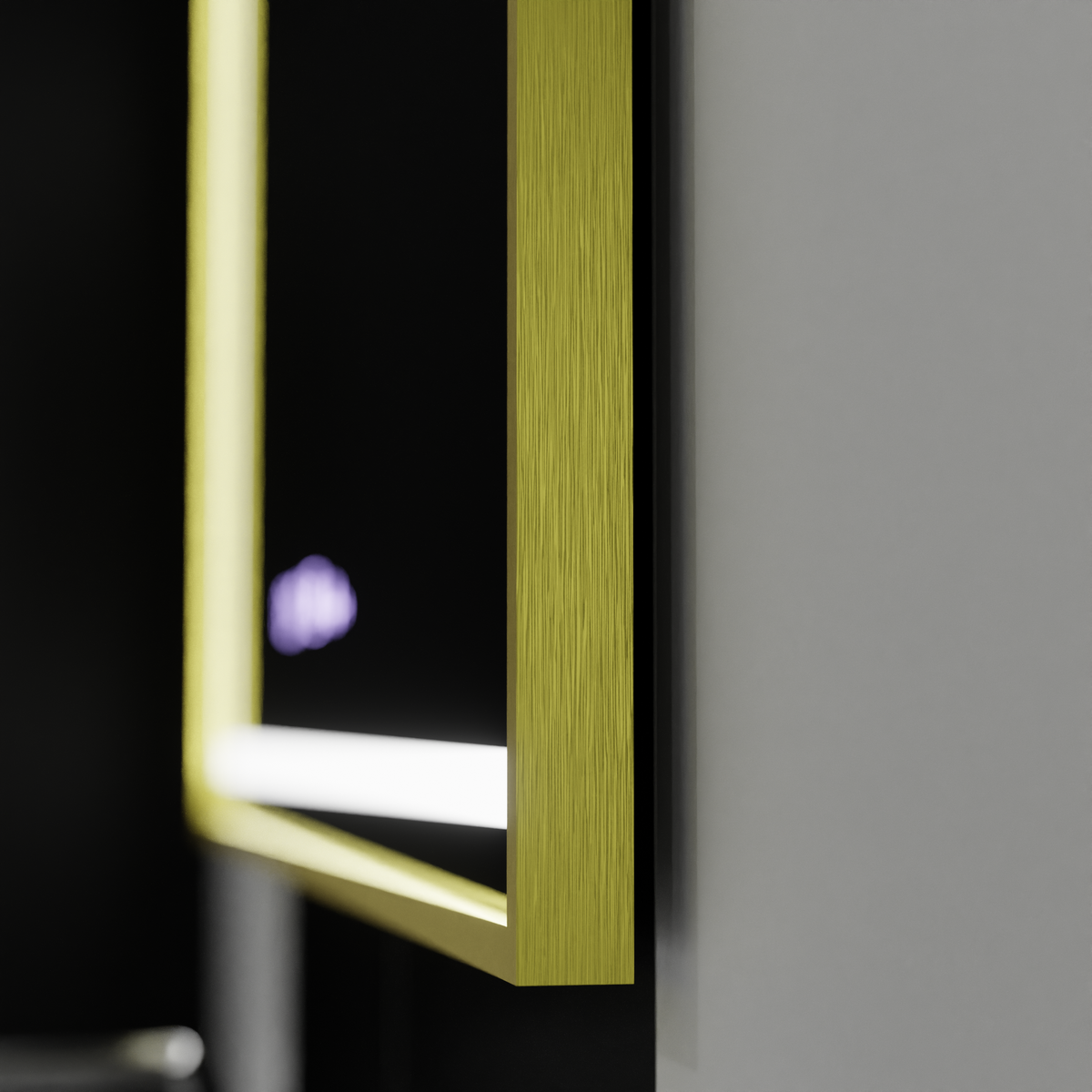 Oglinda LED Rectangulara, 100x65cm, Verite Royale Gold Motion Glow Marcello, Sistem Dezaburire, Ceas & Termometru, Dimabila