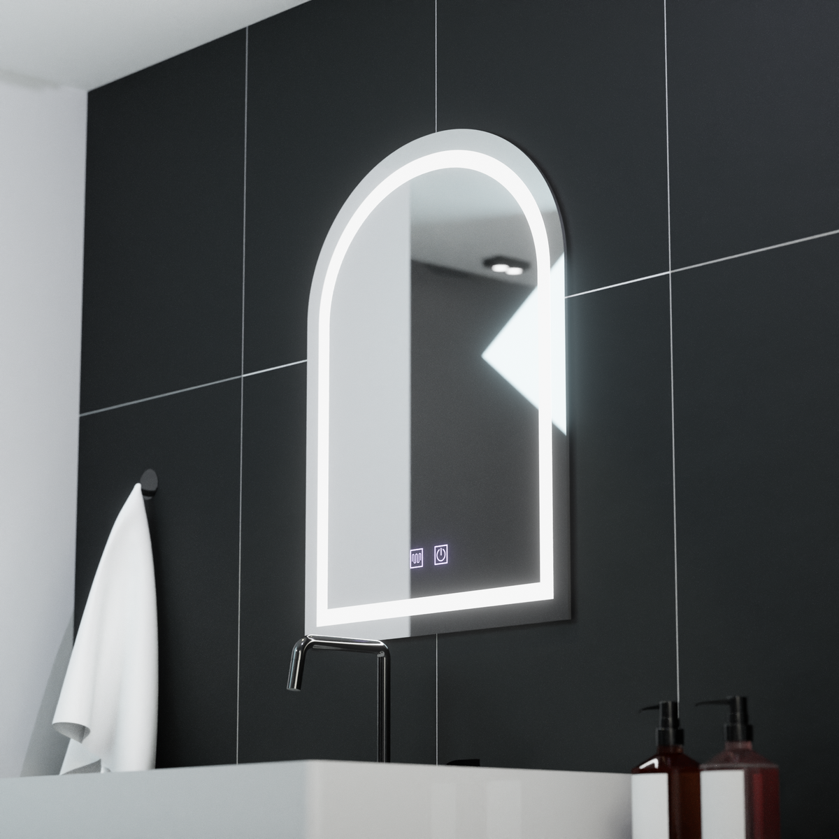 Oglinda LED Arcata 60x80cm, Arco Touch, Sistem Dezaburire, Dimabila