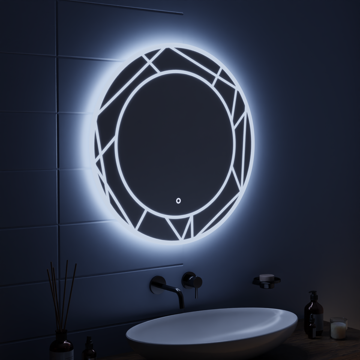 Oglinda LED Touch ASTRIX, 60cm, 6000K, Dimabila, Sistem Dezaburire