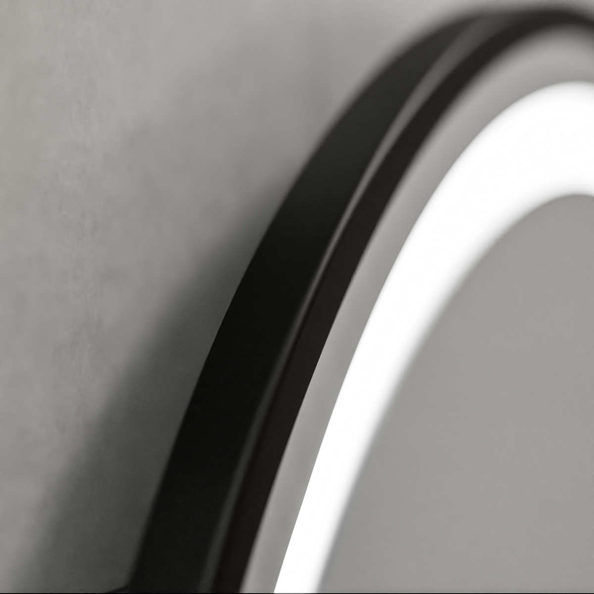 Oglinda LED Rotunda, 70cm, Celeste Majeste Noir MotionGlow Marcello, Sistem Dezaburire, Ceas & Termometru, Dimabila W11/70X70