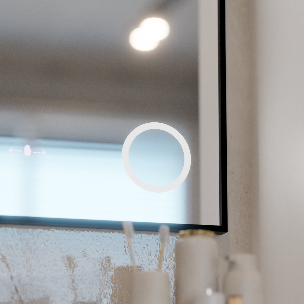 Oglinda LED Senzor MotionGlow Francesca 80x60 cm Lumina Calda/Rece/Neutra Dimabila Sistem Dezaburire Termometru Ceas, imaginea 4
