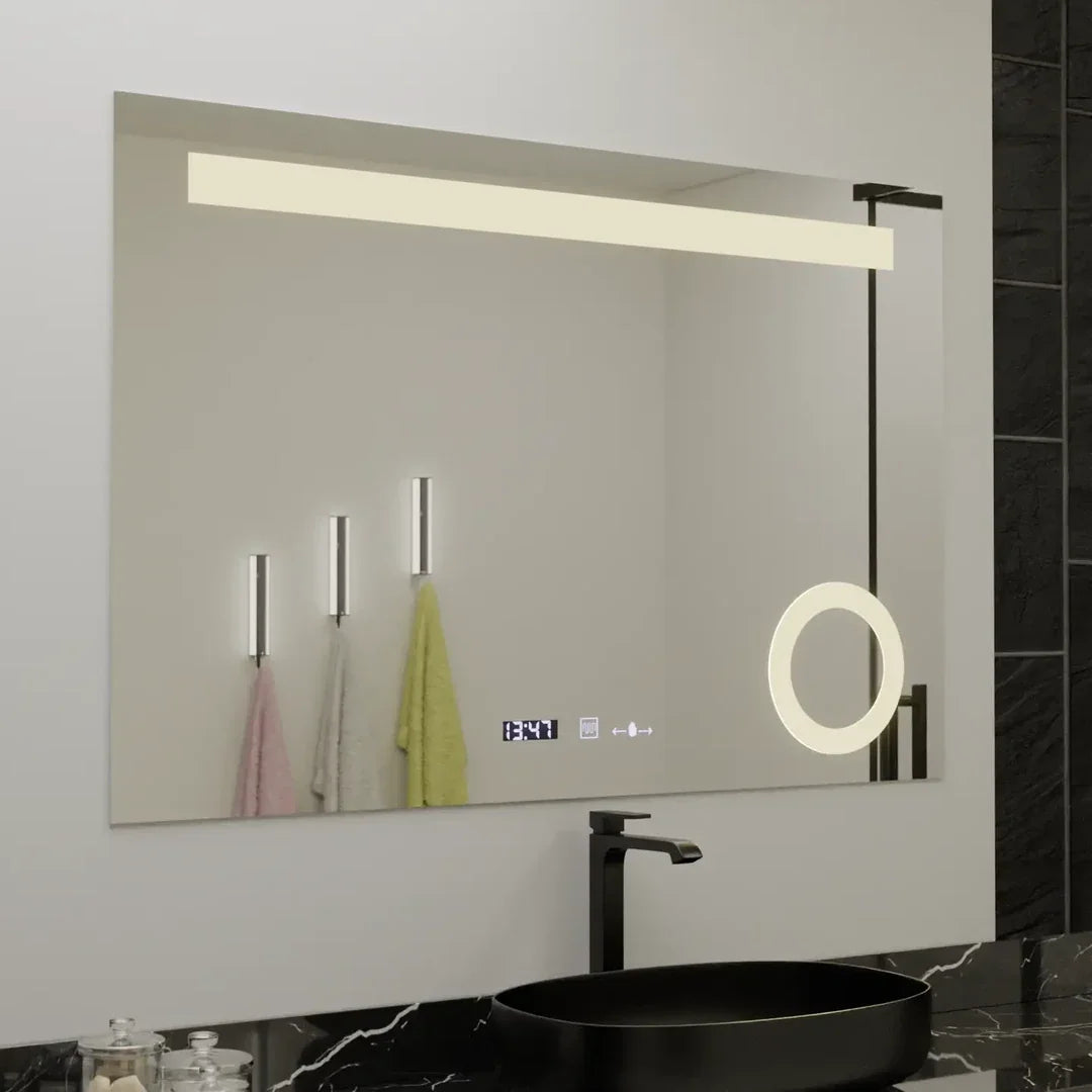 Oglinda LED Rectangulara, 100x75cm, ABSOLU MotionGlow Marcello, Sistem Dezaburire, Ceas & Termometru, Lupa Cosmetica, Dimabila, imaginea 5