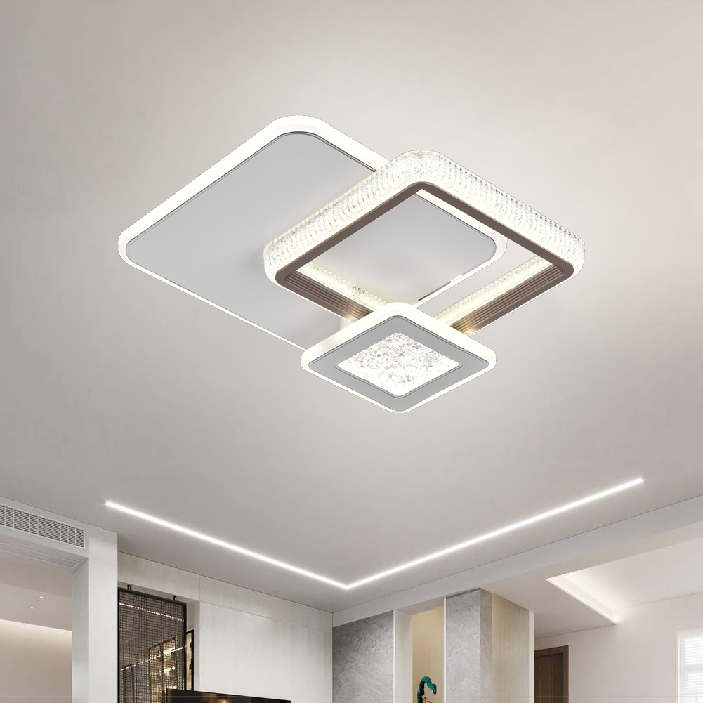 Lustra LED NYXORA 51W, 3 Patrate, lumina Rece/Calda/Neutra, Alb