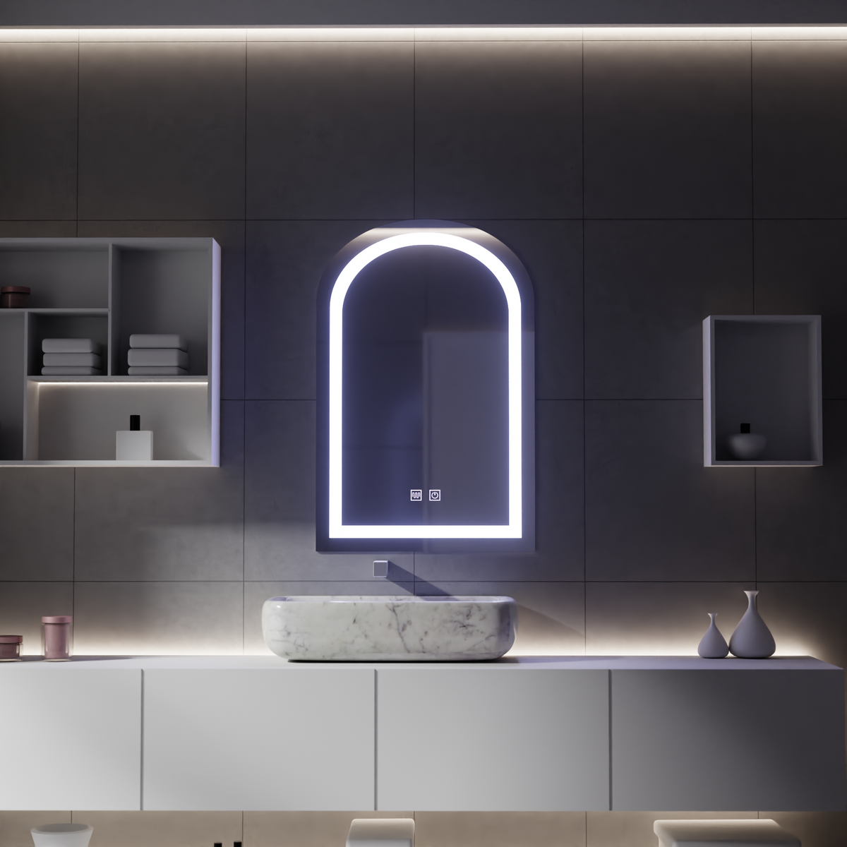 LED Touch zrkadlo s funkciou odmrazovania, 80x50cm, imaginea 6