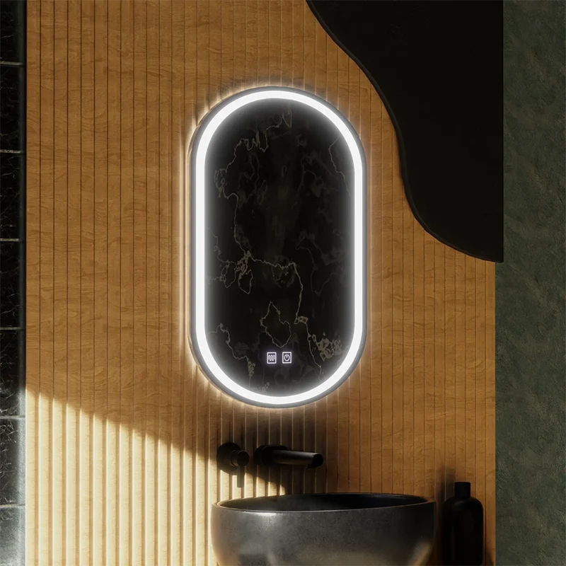 Oglinda LED Ovala, 45x65cm, Velara Touch, Sistem Dezaburire, Dimabila