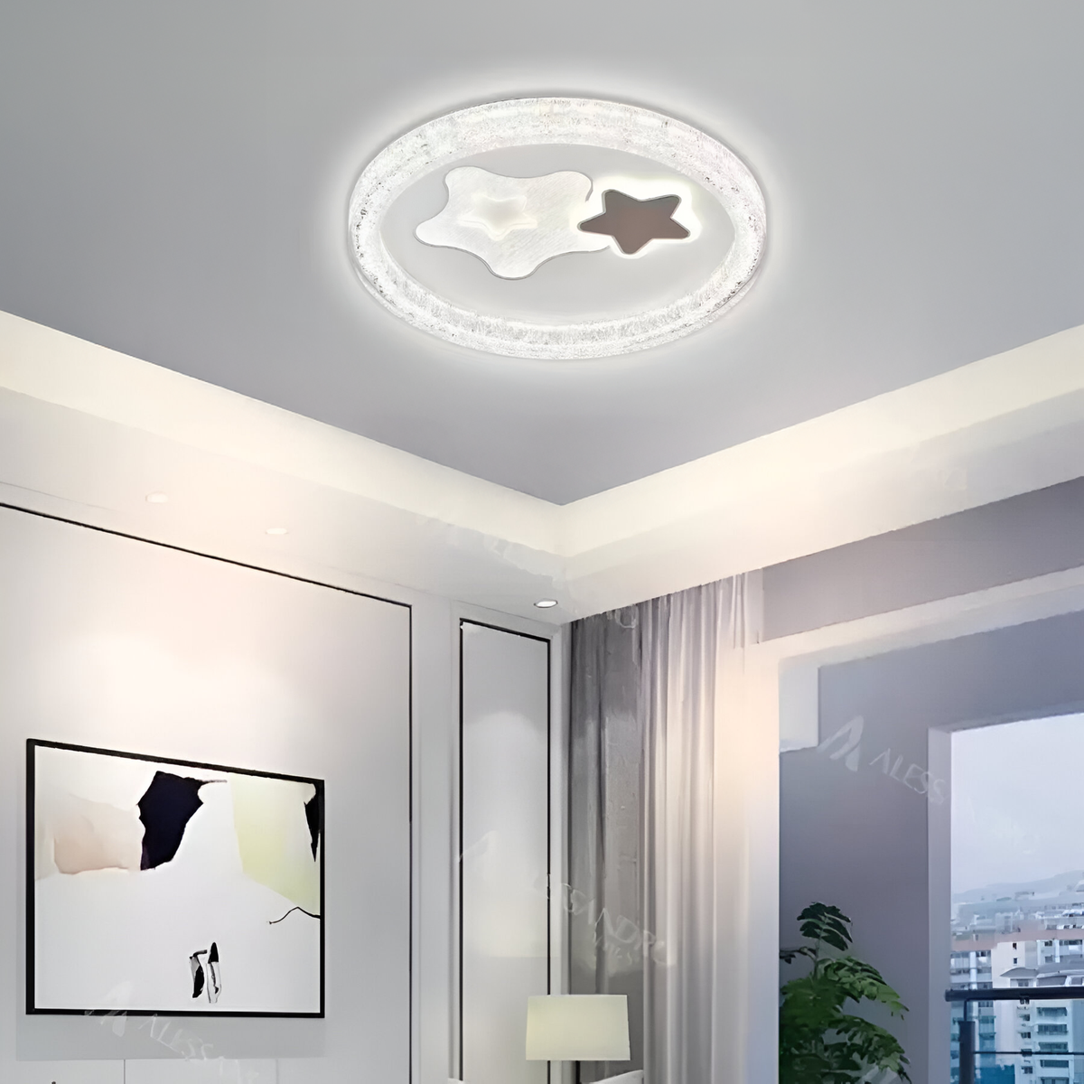SKYForma Nexen LED Chandelier, 61W, Cool/Warm/Neutral Light, Black, imaginea 4