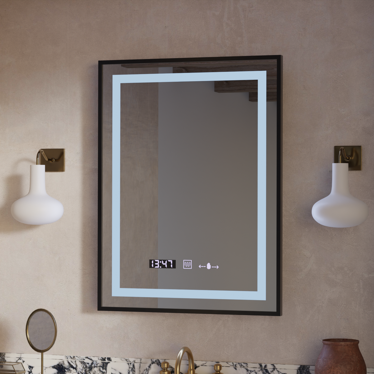 Oglinda LED Rectangulara, 60x80cm, Verite Majeste Noir Motion Glow Marcello, Sistem Dezaburire, Ceas & Termometru, Dimabila, imaginea 5