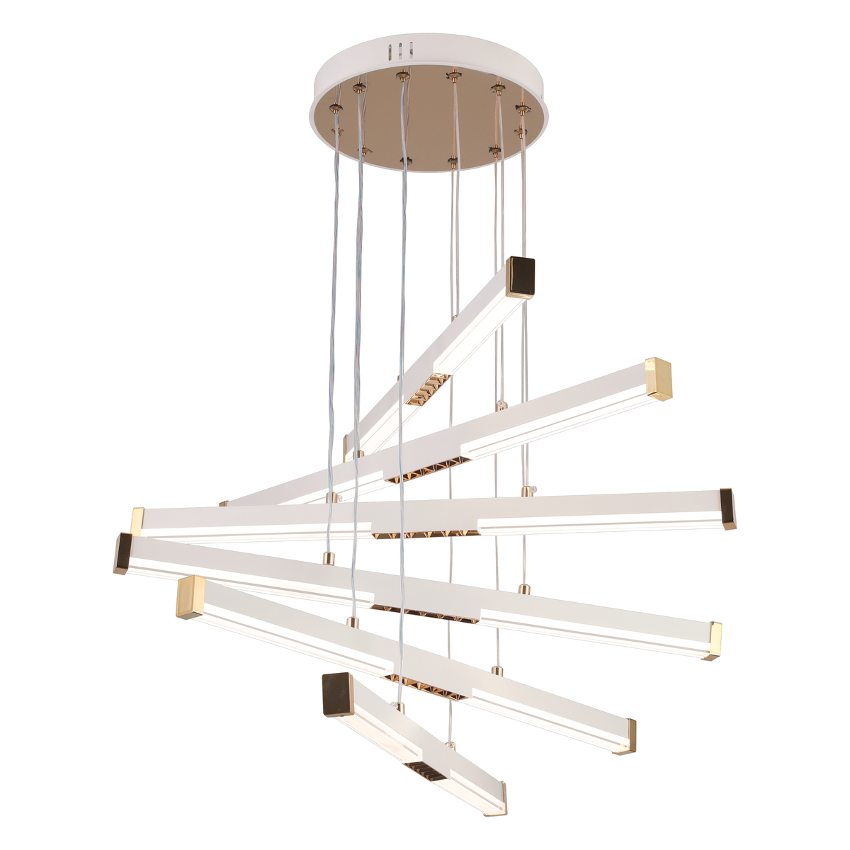 Lustra LED Suspendata Acril LT183/6WH, 81W, Lumina 3000/4000/6000K, Alb, Inaltime Reglabila