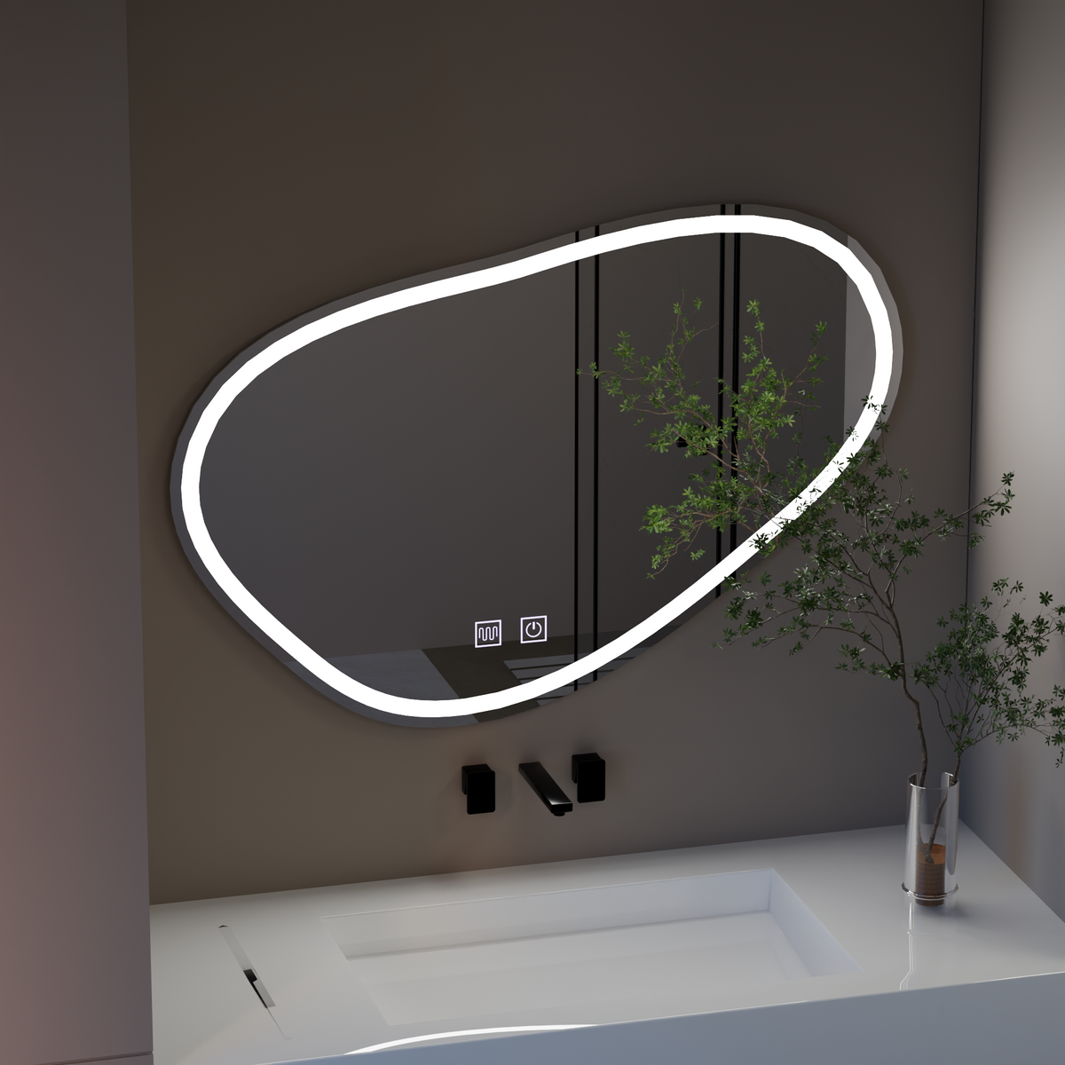 Oglinda LED Touch Quassare, Sistem Dezaburire 90x65 cm, imaginea 4