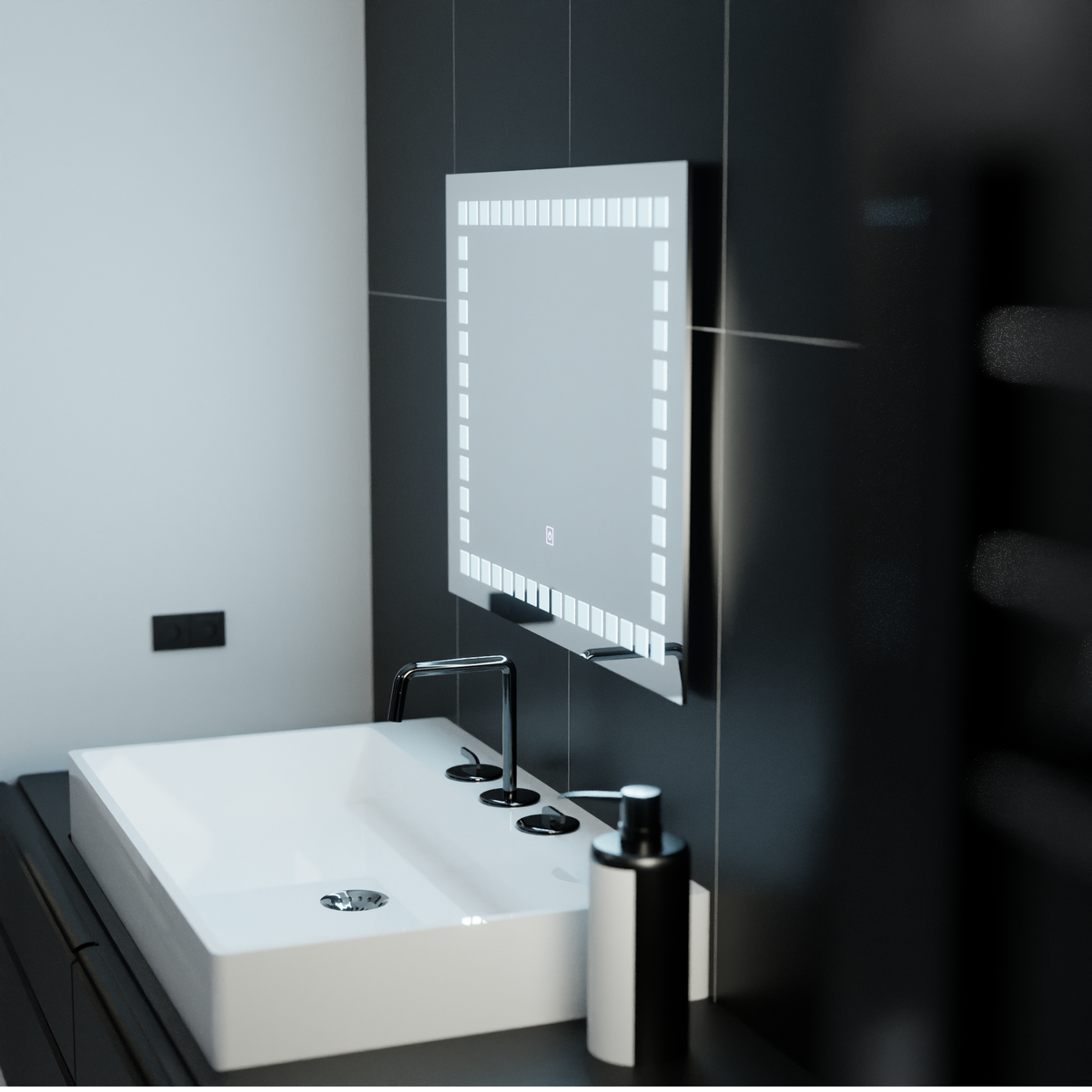 Oglinda LED Rectangulara, 80x60cm, Grid Light Basic Touch