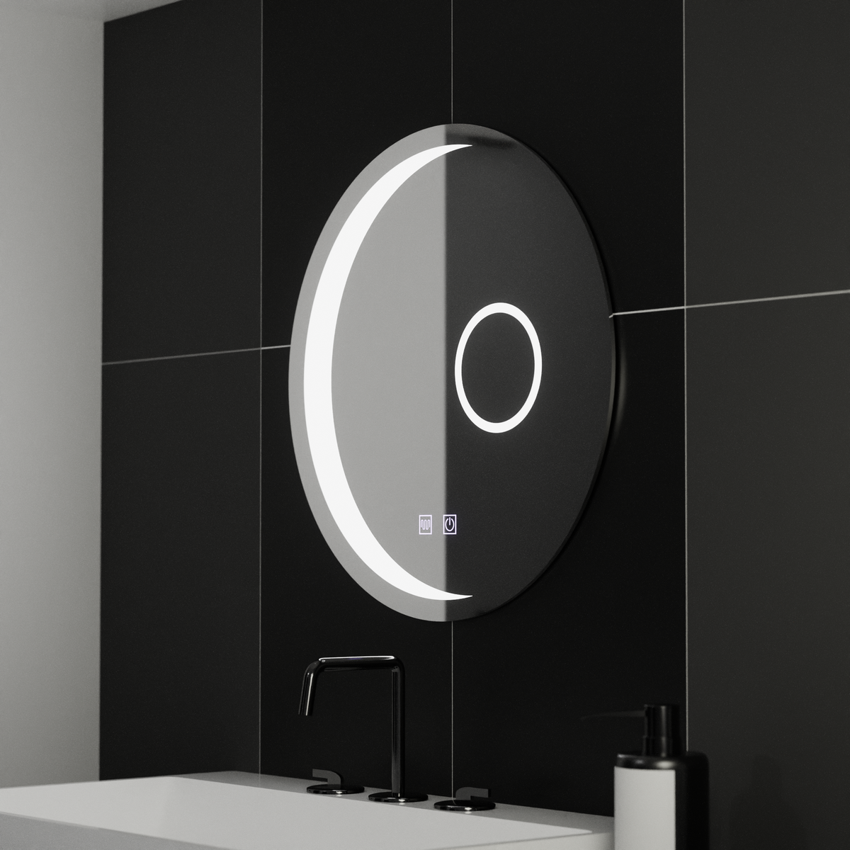 Oglinda LED Rotunda, 80cm, Orbis Touch, Sistem Dezaburire, Dimabila, E31S/80X80
