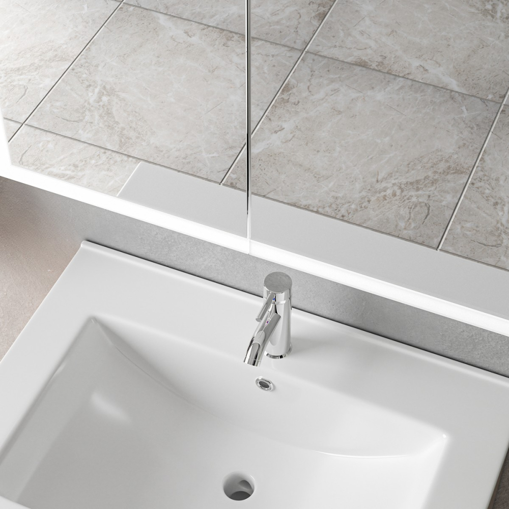 LED zrkadlo s skriňkou MODA 60x70 cm biele  Obrubové osvetlenie a radarový snímač, imaginea 3