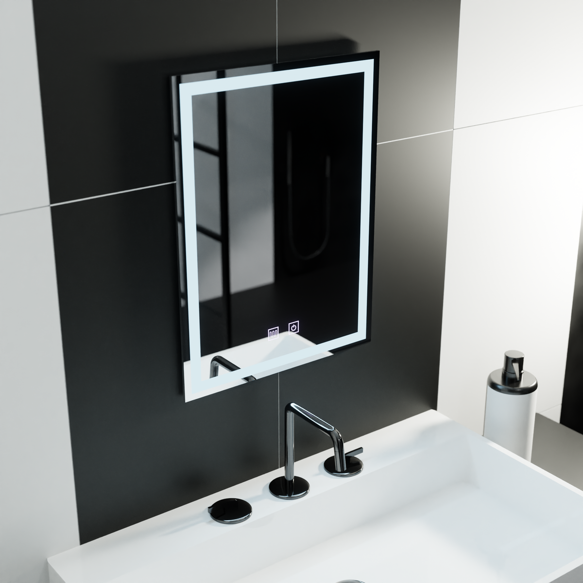 Oglinda LED Rectangulara, 60x80cm, Nox Touch, Sistem Dezaburire, Dimabila