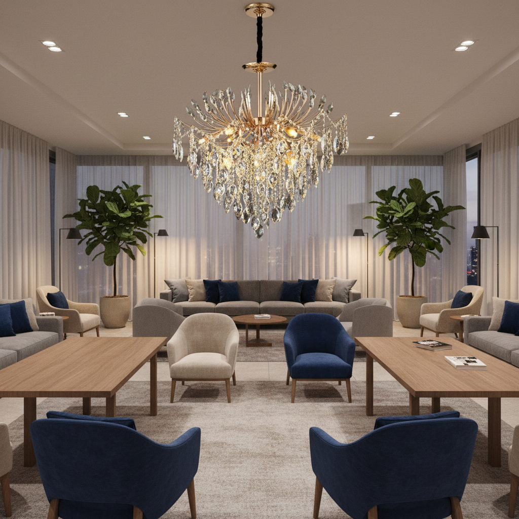 Candelabru Cristal CC9313/12FGD, 12x E14, Diametru 50cm, Auriu