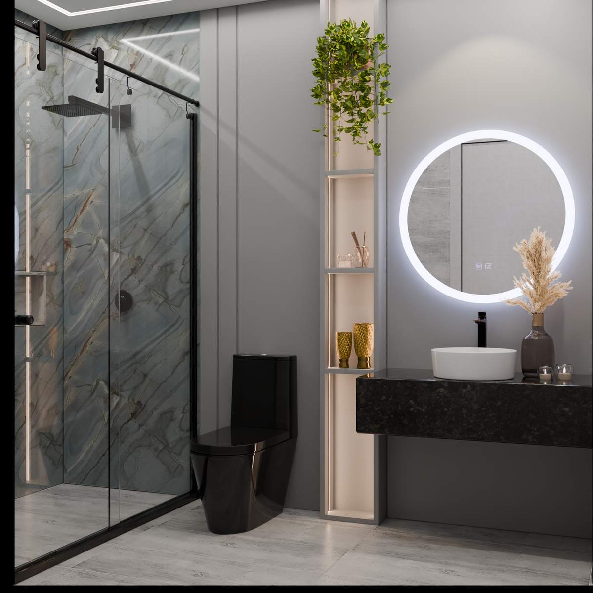 Oglinda LED Rotunda, 60cm, Noxia Touch, Sistem Dezaburire, Dimabila, imaginea 3