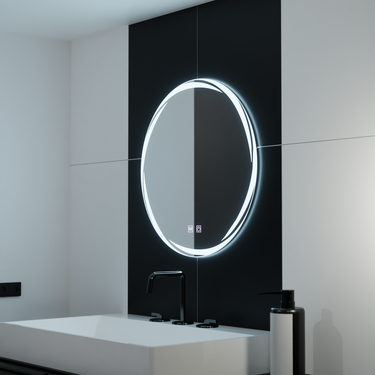 Oglinda LED Rotunda, 70cm, Zaffiro Touch, Sistem Dezaburire, Dimabila E48S/70X70