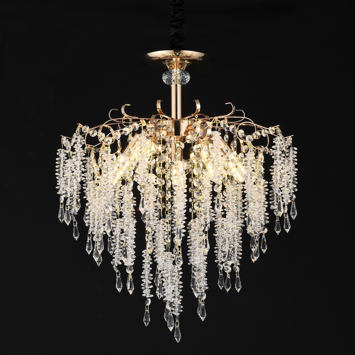 Candelabru Cristal STROZZI Eleganza 5xE14, Diametru 50cm, Auriu