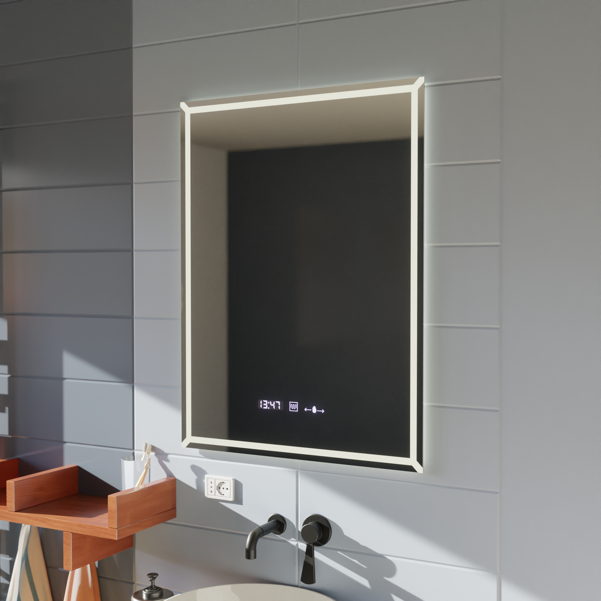Oglinda LED Rectangulara, 60x80cm, VillayTouch Marcello, Sistem Dezaburire, Dimabila