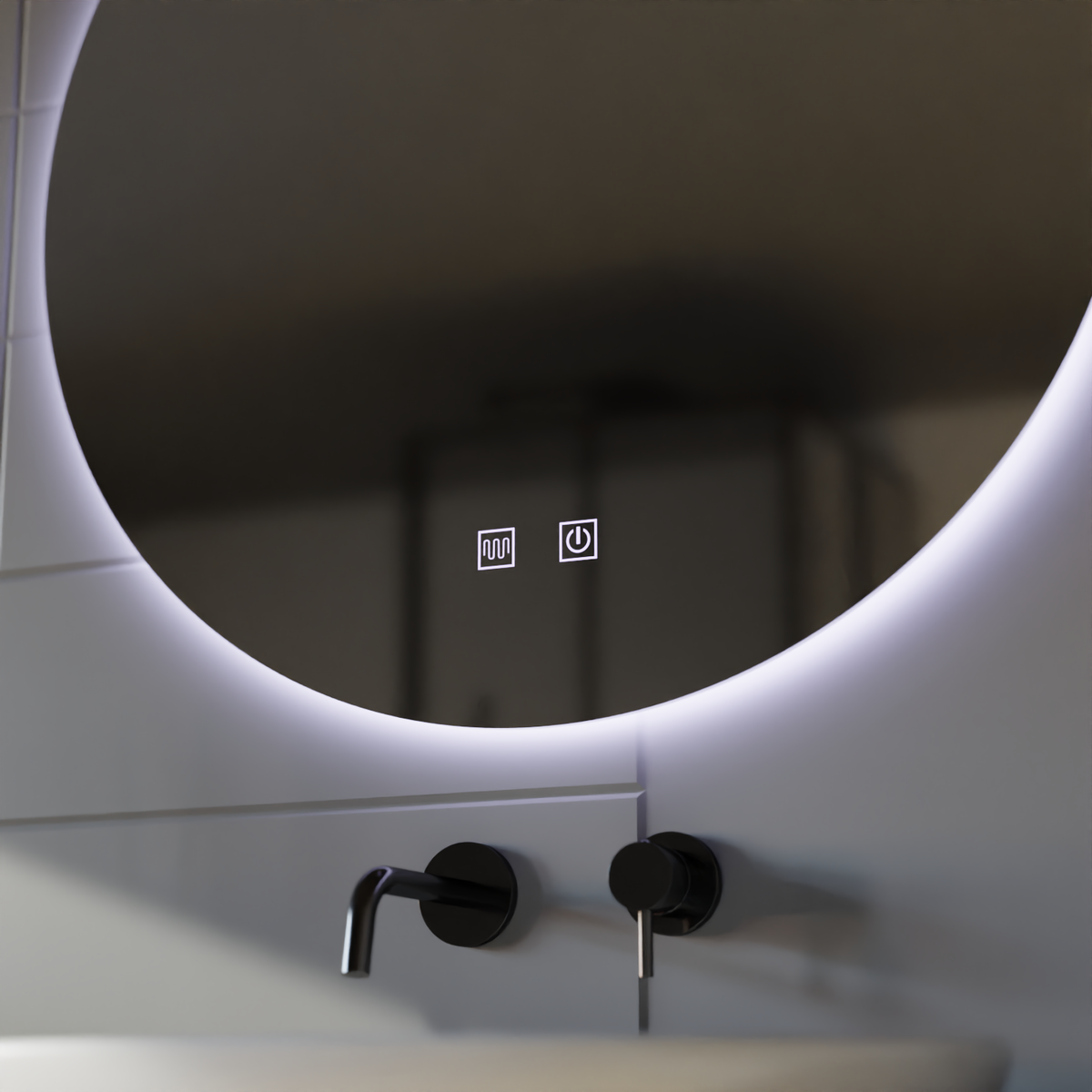 Oglinda LED Rotunda, 70cm, Isolda, Touch, Sistem Dezaburire, imaginea 2