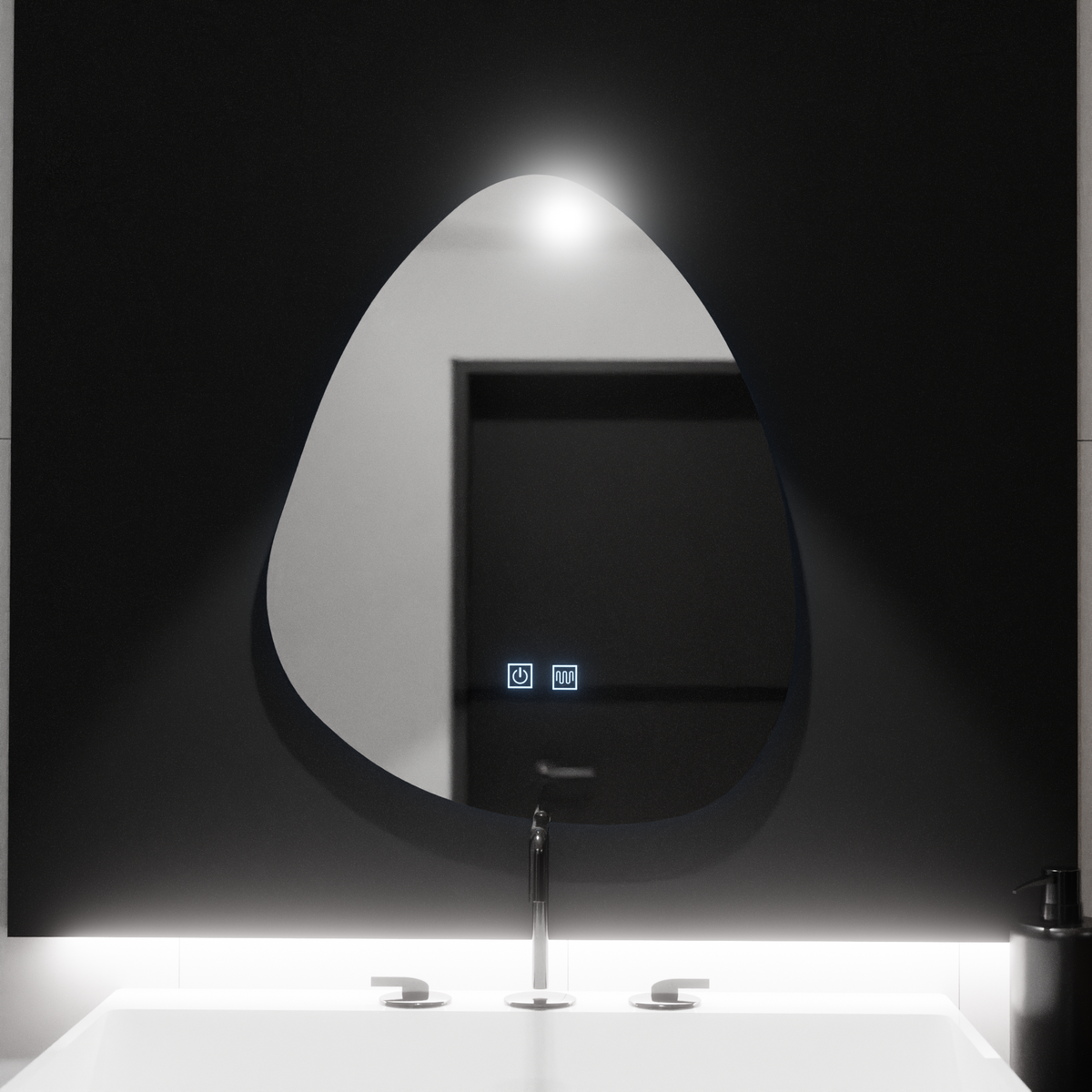 Oglinda LED Organica 80x60cm, Fluido Touch, Sistem Dezaburire, Dimabila