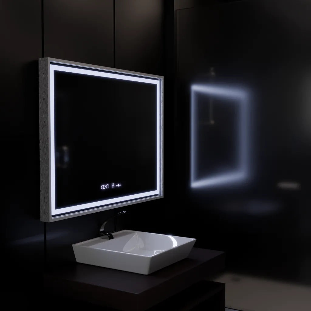 Oglinda LED Rectangulara, 120x80cm, Verite Imperial Silver Motion Glow Marcello, Sistem Dezaburire, Ceas & Termometru, Dimabila