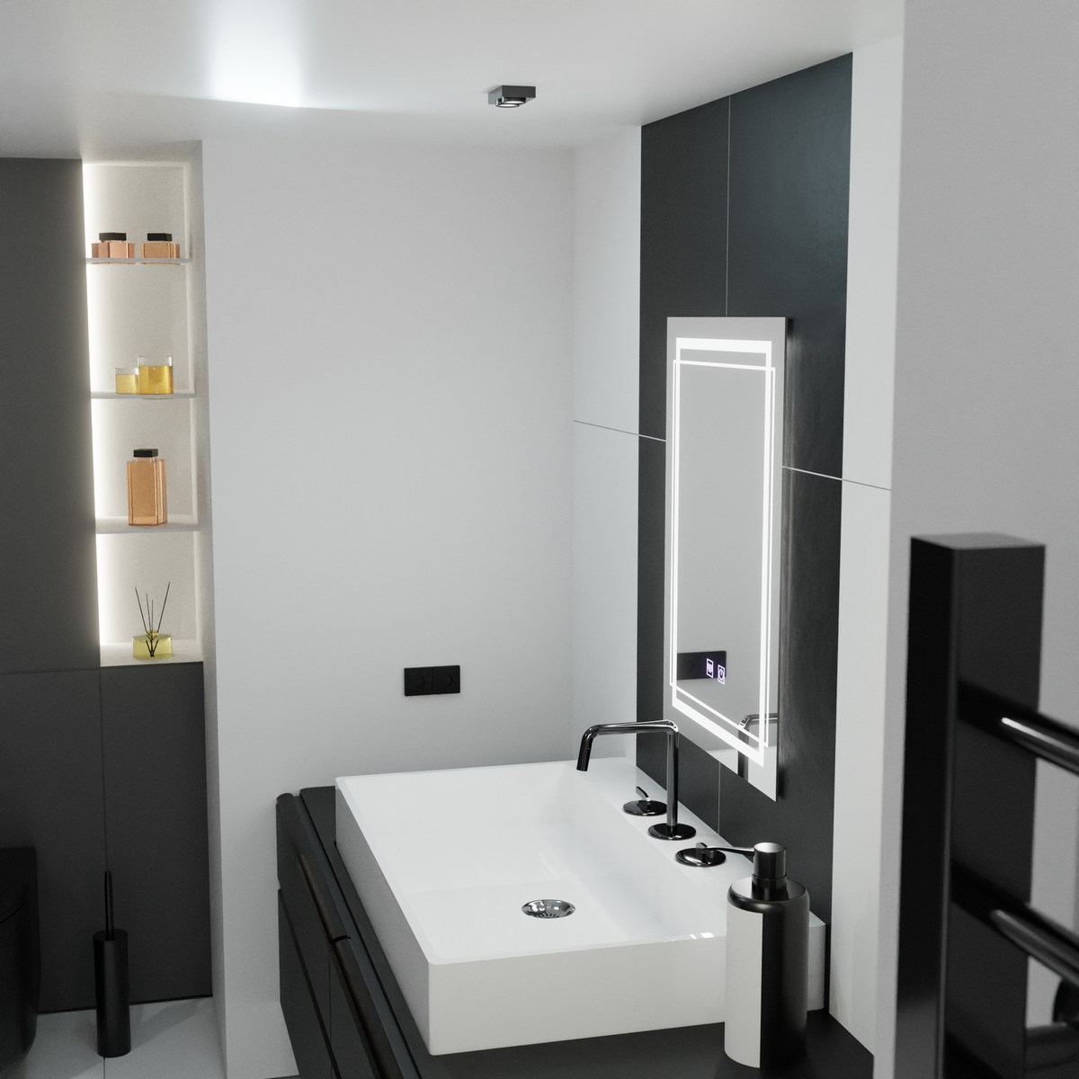 Oglinda LED Rectangulara, 60x80cm, KOVEN Touch, Lumina Rece, Sistem Dezaburire,Dimabila, imaginea 5