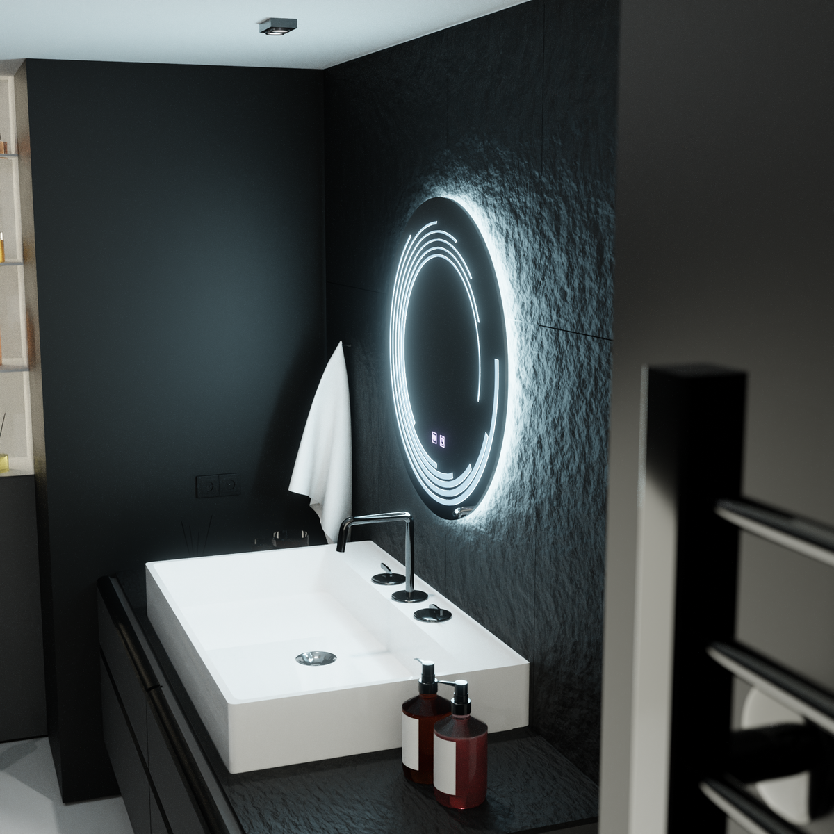 Oglinda LED Rotunda 70cm Lira Verità Touch Sistem Dezaburire Dimabila