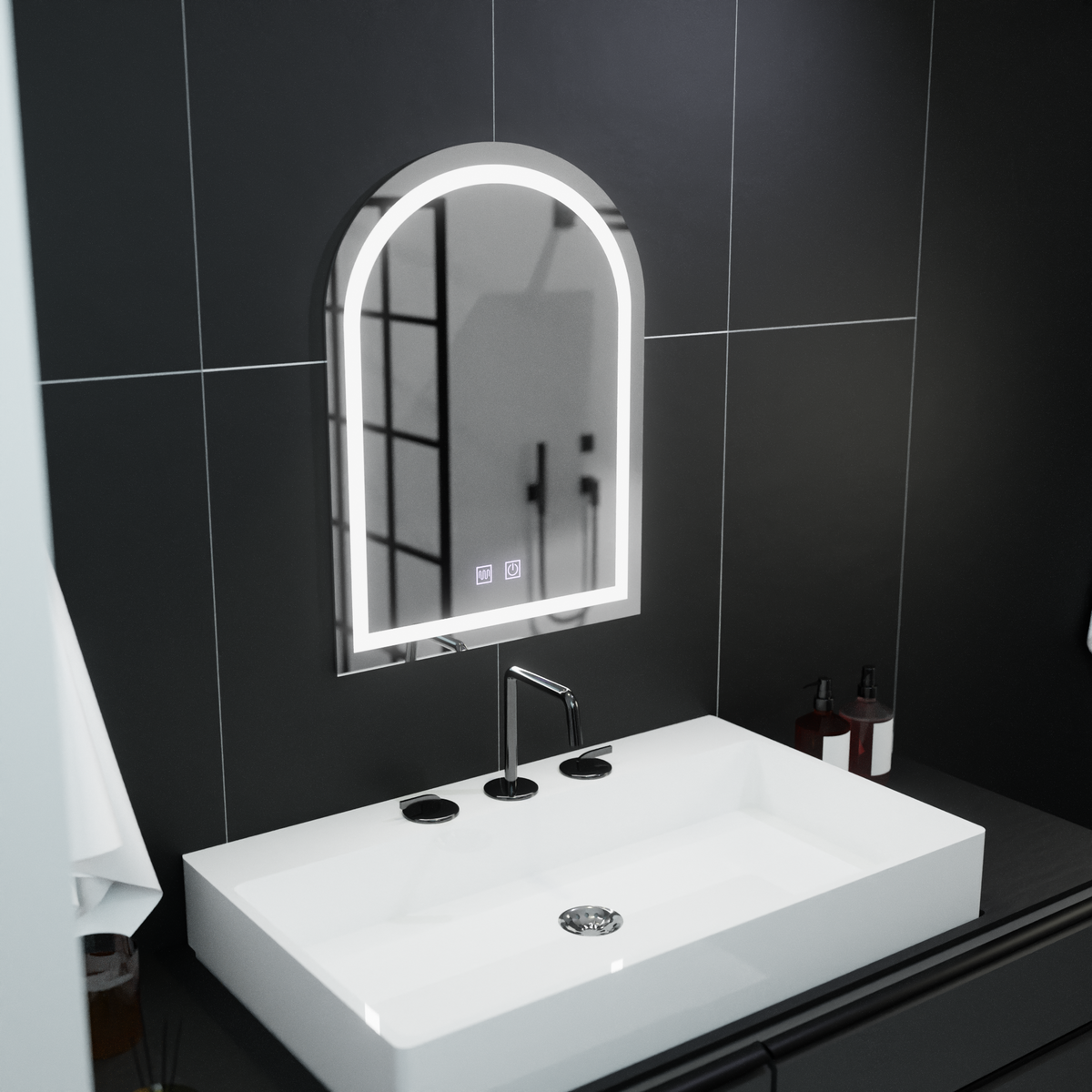 Oglinda LED Arcata 60x80cm, Arco Touch, Sistem Dezaburire, Dimabila