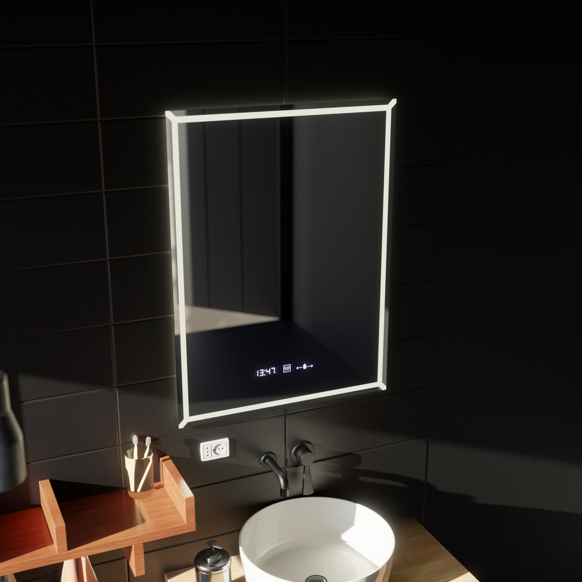 Oglinda LED Rectangulara, 60x80cm, VillayTouch Marcello, Sistem Dezaburire, Dimabila