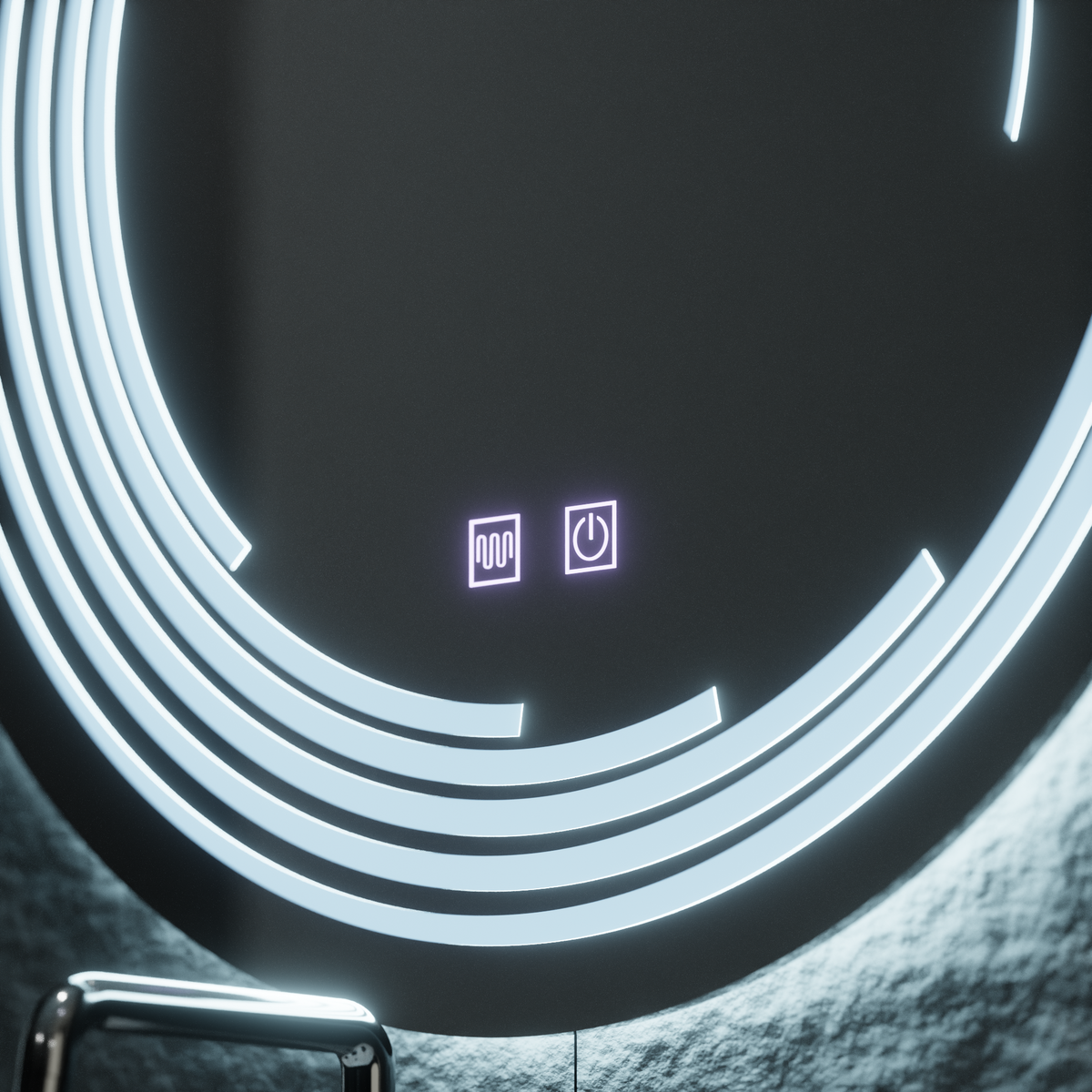 Oglinda LED Rotunda, 70cm, Lira Touch, Sistem Dezaburire, Dimabila