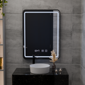 LUCIDA LED Touch Mirror Defogger System, Clock and Temperature 50x70 cm Brushed Black Frame