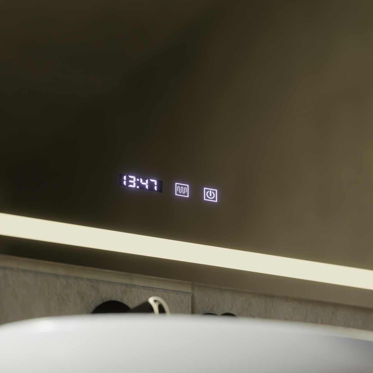 Oglinda LED Touch MODENA Sistem Dezaburire, Ceas si Temperatura 80x60 cm
