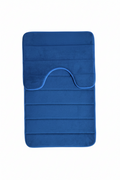 Covorase de Baie, 80x50 cm / 50x40 cm, Albastru, Antiderapant, Absorbant, Set 2 bucati
