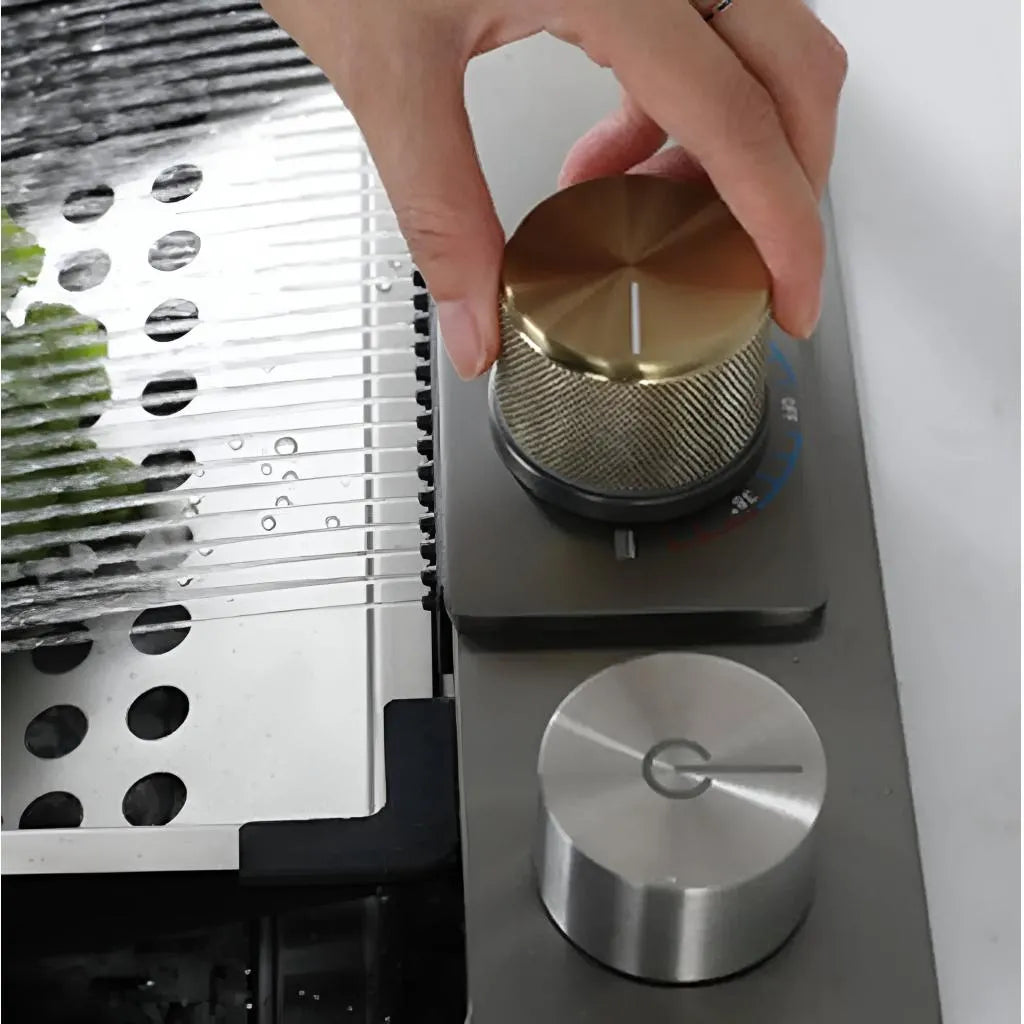 Set Chiuveta Bucatarie Inox cu Baterie Dubla, Cuva Perforare Legume/Fructe, Cuva Universala cu Dop Scurgere, Tocator, Negru Grafit, 75x45X21cm