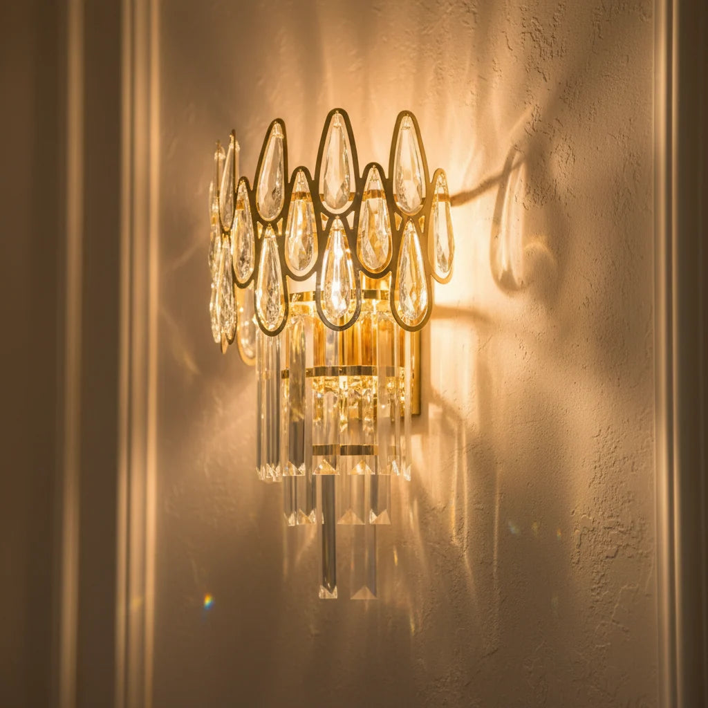 Krbová mliečnica Cristal ALHAMBRA 2x E14, 35x15cm, zlatá, imaginea 4