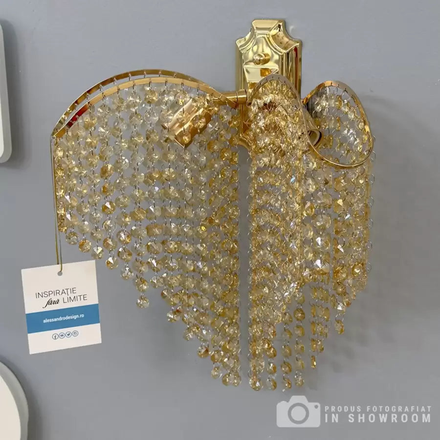 Aplica Cristal Sapphire 2x E14 Auriu Lucios Lucios, Siraguri de cristale