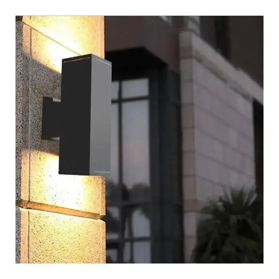 Aplica Exterior Vali, 2xGU10, Negru, Metal si Sticla