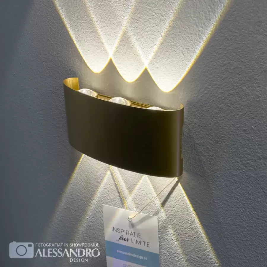 LED svietnik na exteriér a interiér, 6 zdrojov x 1 W, IP65, kovový, zlatý, 3000 K, imaginea 1