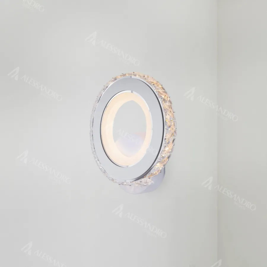 Aplica LED Borandis 16W, Alb cu Crom, Acril si Cristal, Lumina Rece/Calda/Neutra