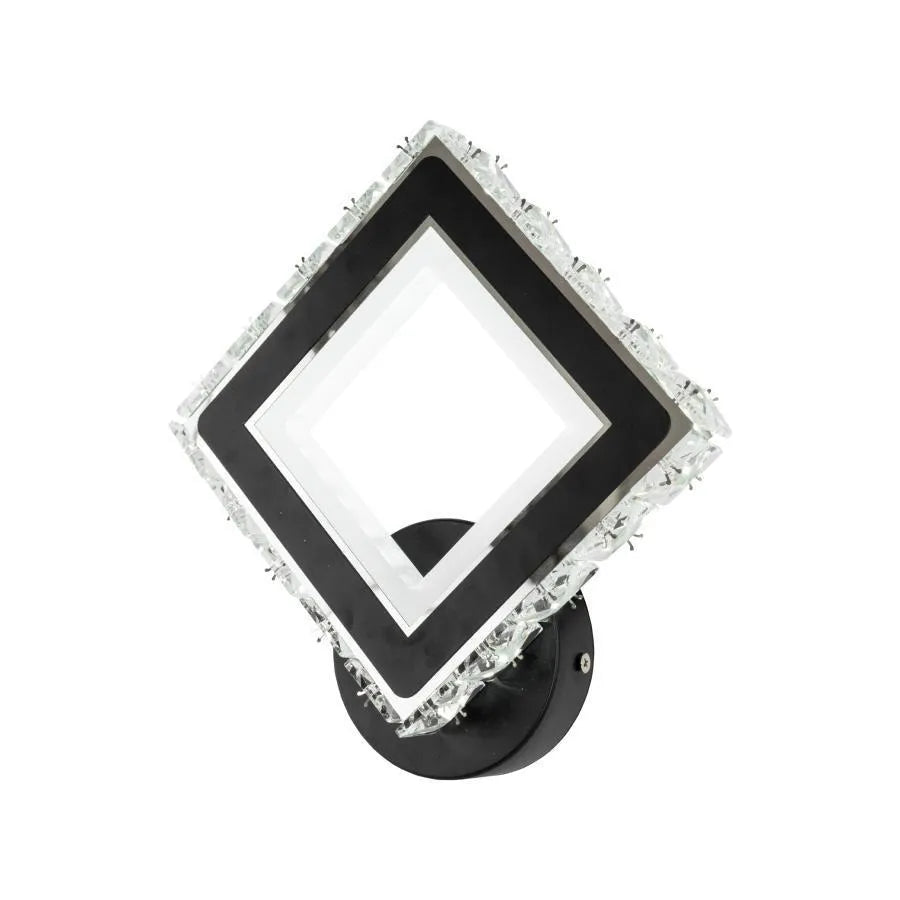 Aplica LED TERRANO cu Cristale, Patrat, 24W, Lumina Rece/Calda/Neutra, Negru & Inox, imaginea 3