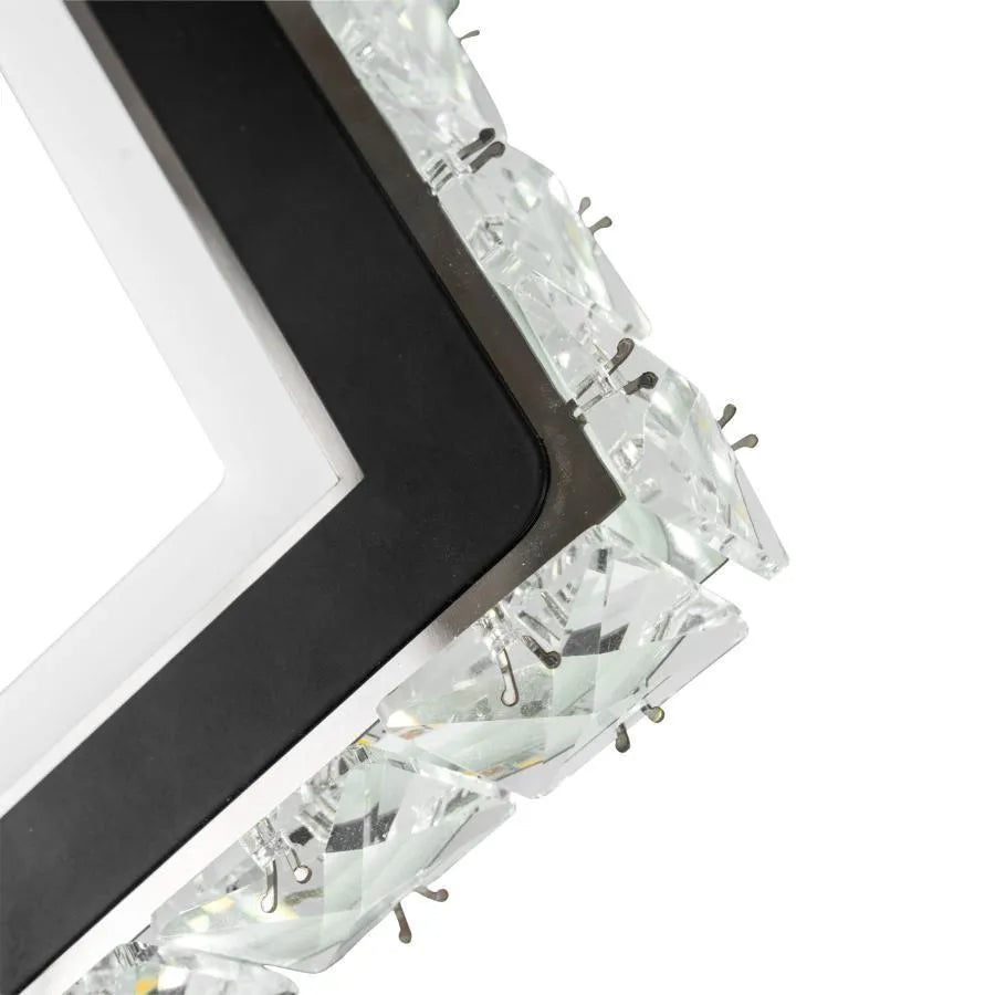 Aplica LED TERRANO cu Cristale, Patrat, 24W, Lumina Rece/Calda/Neutra, Negru & Inox, imaginea 2