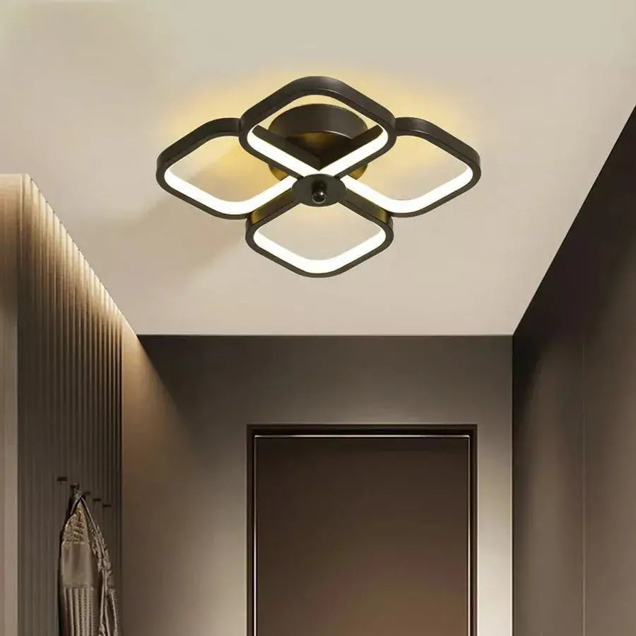 LED Chandelier VERTEX Tesser 34W, 4 Squares, Cool/Warm/Neutral Light, Black, imaginea 1