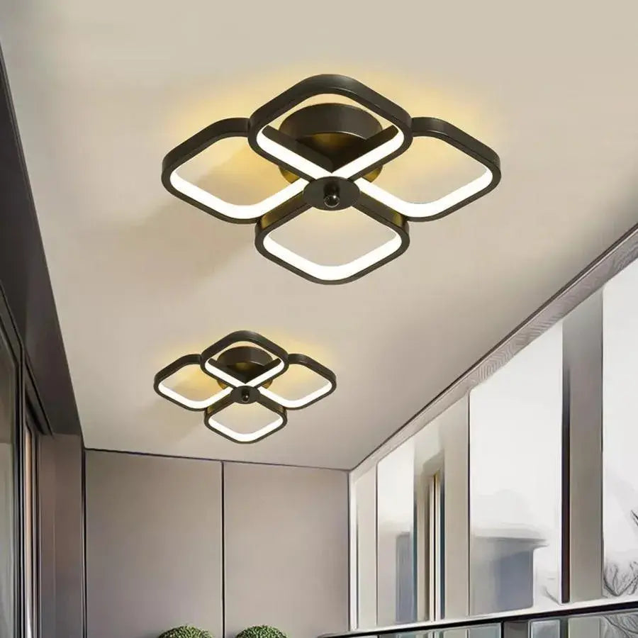 LED Chandelier VERTEX Tesser 34W, 4 Squares, Cool/Warm/Neutral Light, Black, imaginea 3
