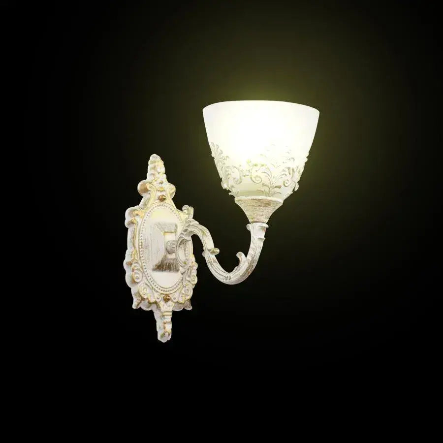 Aplica Rustic COTTAGE, 1xE27, Alb, Metal si Sticla