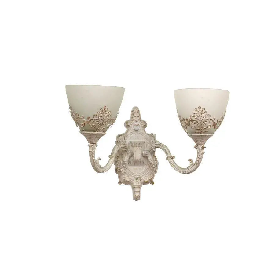 Aplica Rustic COTTAGE, 2xE27, Alb, Metal si Sticla